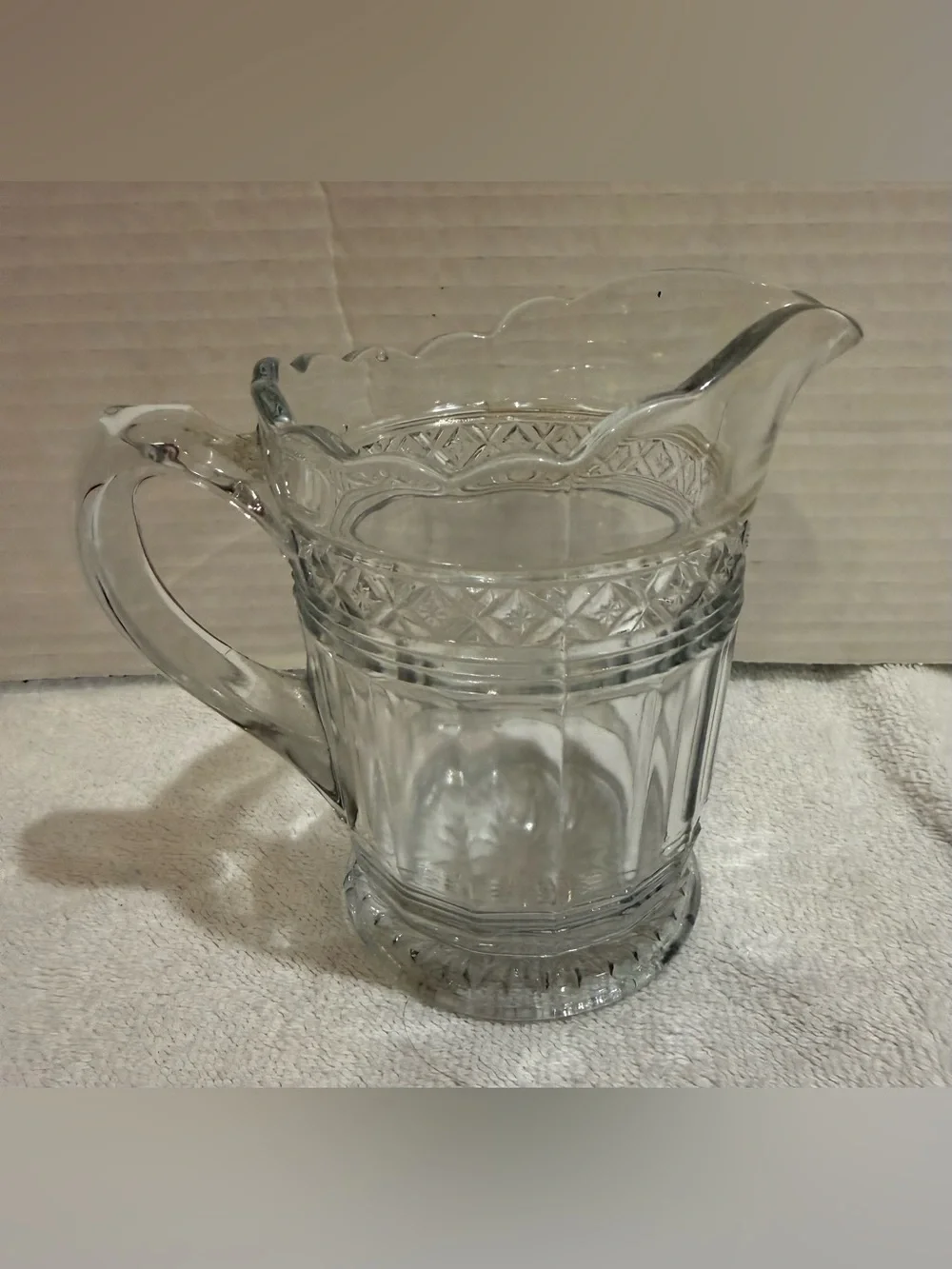 Clear Glass Pitcher / Creamer Scalloped Rim 5